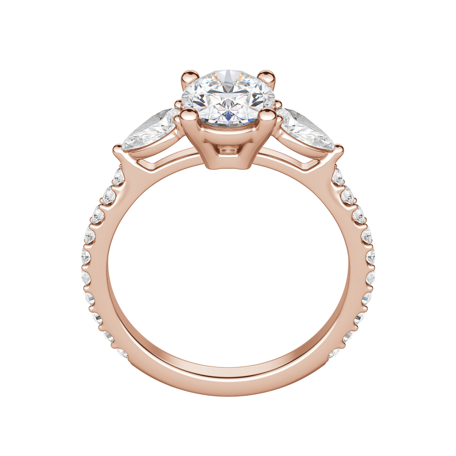 2.10 CT Oval Cut 3 Stone Moissanite Engagement Ring - Barbara Maison 