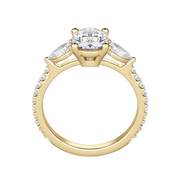 2.10 CT Oval Cut 3 Stone Moissanite Engagement Ring - Barbara Maison 