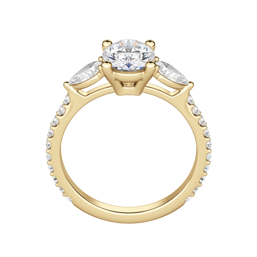 2.10 CT Oval Cut 3 Stone Moissanite Engagement Ring - Barbara Maison 