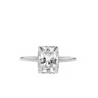 1.04-2.43 CT Radiant Cut Hidden Halo Moissanite Engagement Ring - Barbara Maison 