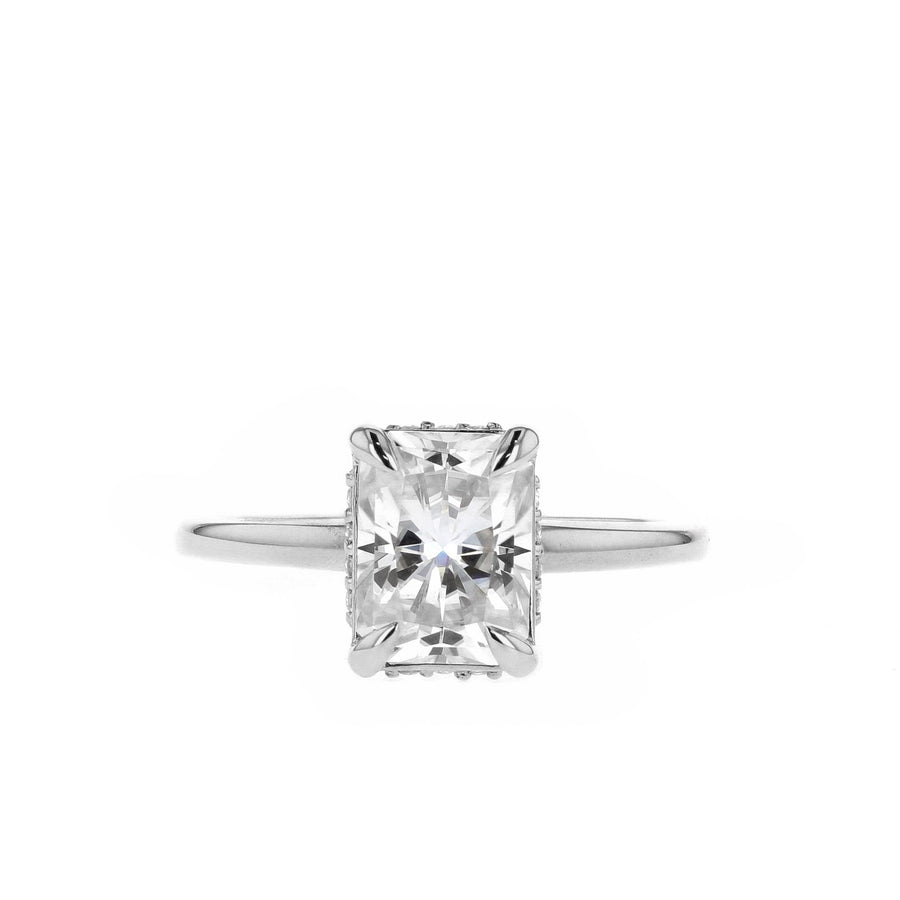 1.04-2.43 CT Radiant Cut Hidden Halo Moissanite Engagement Ring - Barbara Maison 