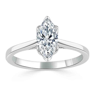 1.0 CT Marquise Cut Solitaire Moissanite Engagement Ring - Barbara Maison 