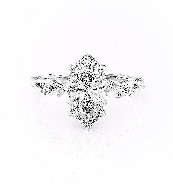 1.58 CT Marquise Cut Solitaire Twig Style Moissanite Engagement Ring - Barbara Maison 