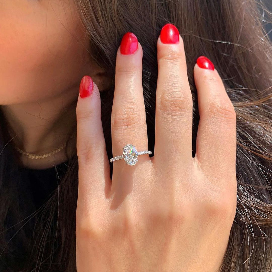 1.33 CT Oval Pave Setting Moissanite Engagement Ring - Barbara Maison 