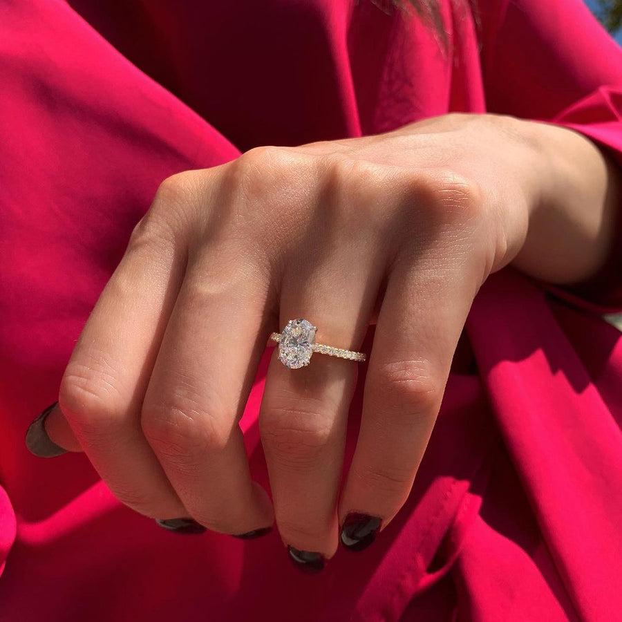 1.33 CT Oval Pave Setting Moissanite Engagement Ring - Barbara Maison 