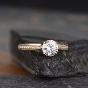 1.0 CT Round Cut Solitaire Moissanite Engagement Ring - Barbara Maison 