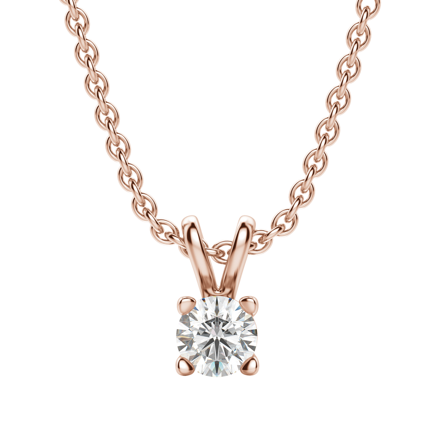 0.25 CT-1.0 CT Round Solitaire CVD F/VS Diamond Necklace - Barbara Maison 
