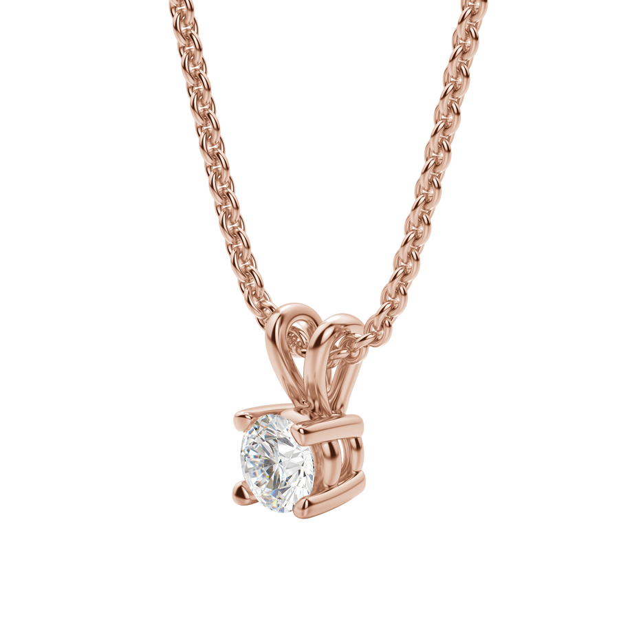 0.25 CT-1.0 CT Round Solitaire CVD F/VS Diamond Necklace - Barbara Maison 