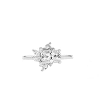 1.04 - 1.67 CT Radiant Cust Cluster Moissanite Engagement Ring - Barbara Maison 