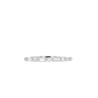 0.35 CT Round & Baguette Half Eternity Moissanite Wedding Band - Barbara Maison 