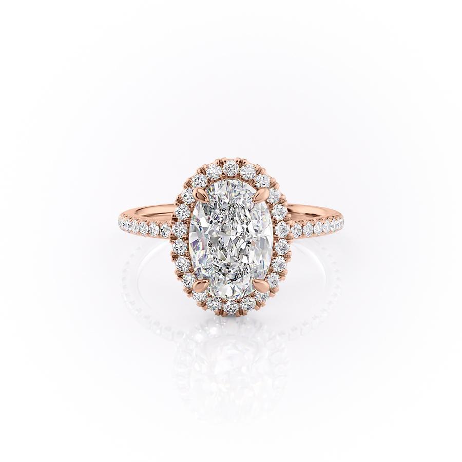 2.10 CT Oval Cut Halo Pave Setting Moissanite Engagement Ring - Barbara Maison 