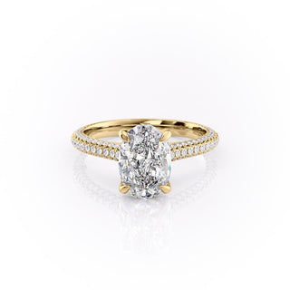 1.91 CT Oval Cut Solitaire Triple Pave Setting Moissanite Engagement Ring - Barbara Maison 