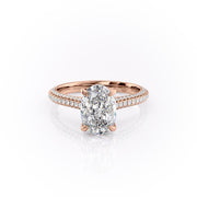 1.91 CT Oval Cut Solitaire Triple Pave Setting Moissanite Engagement Ring - Barbara Maison 