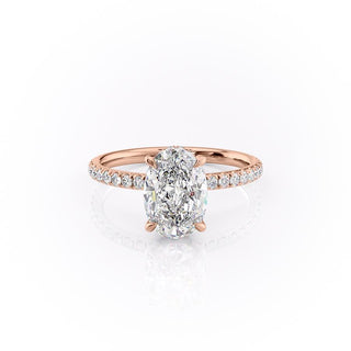 2.10 CT Oval Cut Solitaire Pave Setting Moissanite Engagement Ring - Barbara Maison 