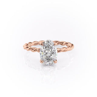 2.10 CT Oval Solitaire & Twisted Band Style Moissanite Engagement Ring - Barbara Maison 