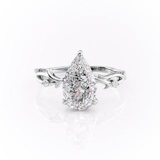 2 CT Pear Cut Solitaire Twig Style Moissanite Engagement Ring - Barbara Maison 
