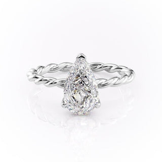 2.0 CT Pear Shaped Solitaire Twisted Rope Moissanite Engagement Ring - Barbara Maison 