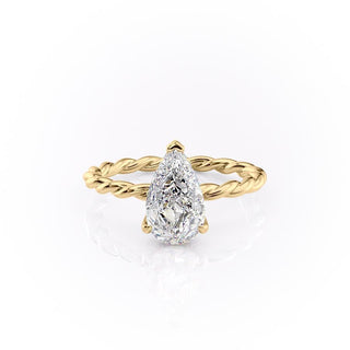 2.0 CT Pear Shaped Solitaire Twisted Rope Moissanite Engagement Ring - Barbara Maison 