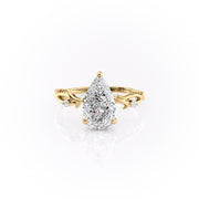 2 CT Pear Cut Solitaire Twig Style Moissanite Engagement Ring - Barbara Maison 