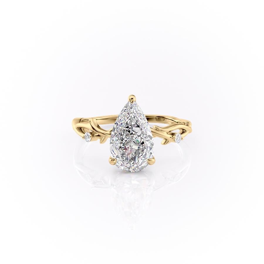 2 CT Pear Cut Solitaire Twig Style Moissanite Engagement Ring - Barbara Maison 