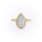 2.0 CT Pear Cut Halo Pave Moissanite Engagement Ring - Barbara Maison 