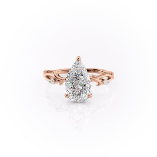 2 CT Pear Cut Solitaire Twig Style Moissanite Engagement Ring - Barbara Maison 