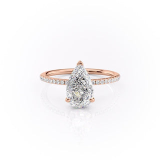 2.0 CT Pear Cut Solitaire Pave Setting Moissanite Engagement Ring - Barbara Maison 