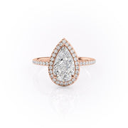 2.0 CT Pear Cut Halo Pave Moissanite Engagement Ring - Barbara Maison 