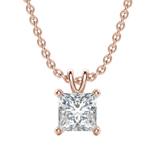 0.25 CT- 1.0 CT Princess Solitaire F/VS Lab Grown Diamond Necklace - Barbara Maison 