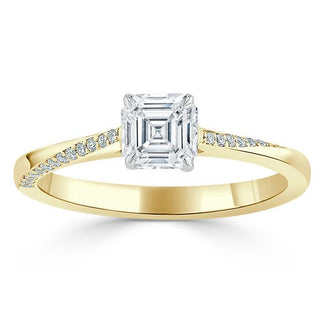 0.75 CT Asscher Cut Solitaire Moissanite Engagement Ring - Barbara Maison 