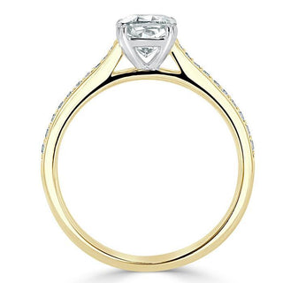 1.0 CT Cushion Cut Solitaire Channel Pave Moissanite Engagement Ring - Barbara Maison 