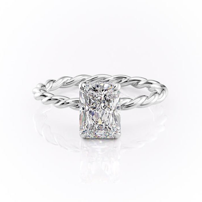 2.0 CT Radiant Cut Solitaire Twisted Rope Moissanite Engagement Ring - Barbara Maison 