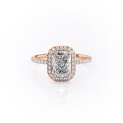 2.10 CT Radiant Cut Halo Style Moissanite Engagement Ring - Barbara Maison 