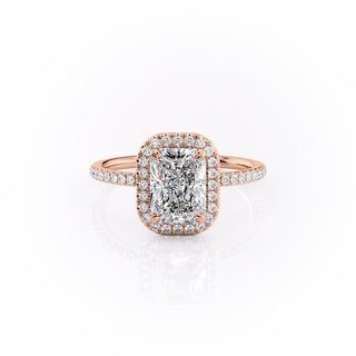 2.10 CT Radiant Cut Halo Style Moissanite Engagement Ring - Barbara Maison 