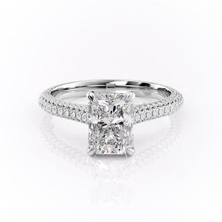 2.1 CT Radiant Cut Solitaire Triple Pave Moissanite Engagement Ring - Barbara Maison 