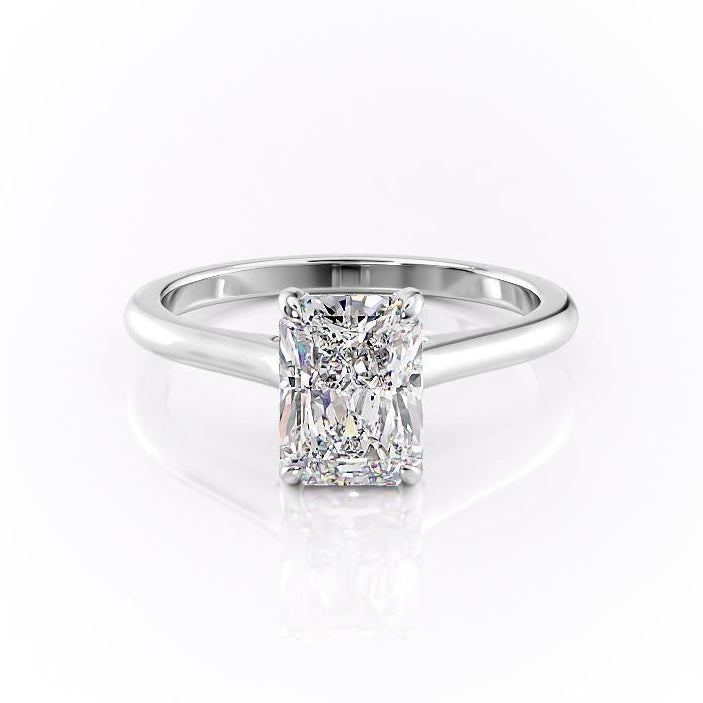 2.10 CT Radiant Cut Hidden Halo Style Moissanite Engagement Ring - Barbara Maison 