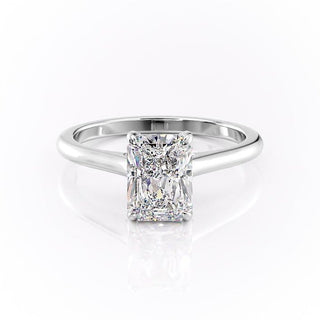 2.10 CT Radiant Cut Hidden Halo Style Moissanite Engagement Ring - Barbara Maison 