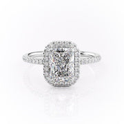 2.10 CT Radiant Cut Halo Style Moissanite Engagement Ring - Barbara Maison 