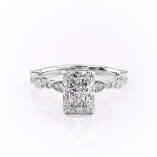 2.10 CT Radiant Milgrain Style Moissanite Engagement Ring - Barbara Maison 