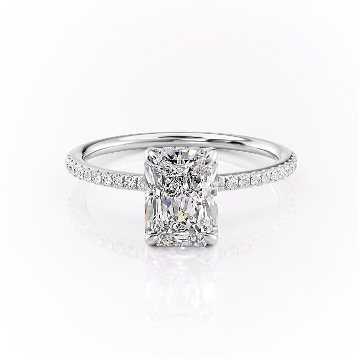 2.0 CT Radiant Cut Solitaire Pave Setting Moissanite Engagement Ring - Barbara Maison 