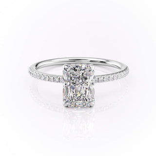 2.0 CT Radiant Cut Solitaire Pave Setting Moissanite Engagement Ring - Barbara Maison 