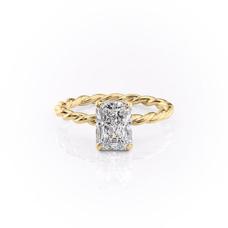 2.0 CT Radiant Cut Solitaire Twisted Rope Moissanite Engagement Ring - Barbara Maison 