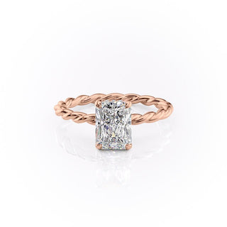 2.0 CT Radiant Cut Solitaire Twisted Rope Moissanite Engagement Ring - Barbara Maison 