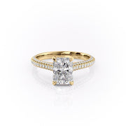 2.1 CT Radiant Cut Solitaire Triple Pave Moissanite Engagement Ring - Barbara Maison 