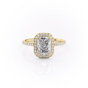 2.10 CT Radiant Cut Halo Style Moissanite Engagement Ring - Barbara Maison 