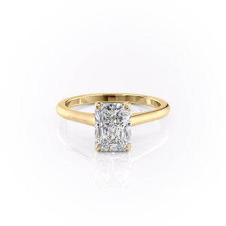 2.10 CT Radiant Cut Hidden Halo Style Moissanite Engagement Ring - Barbara Maison 