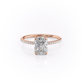 2.0 CT Radiant Cut Solitaire Pave Setting Moissanite Engagement Ring - Barbara Maison 