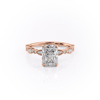 2.10 CT Radiant Milgrain Style Moissanite Engagement Ring - Barbara Maison 