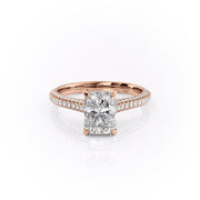 2.1 CT Radiant Cut Solitaire Triple Pave Moissanite Engagement Ring - Barbara Maison 