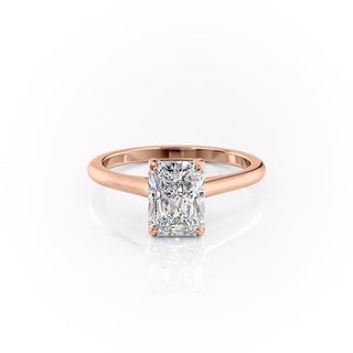 2.10 CT Radiant Cut Hidden Halo Style Moissanite Engagement Ring - Barbara Maison 